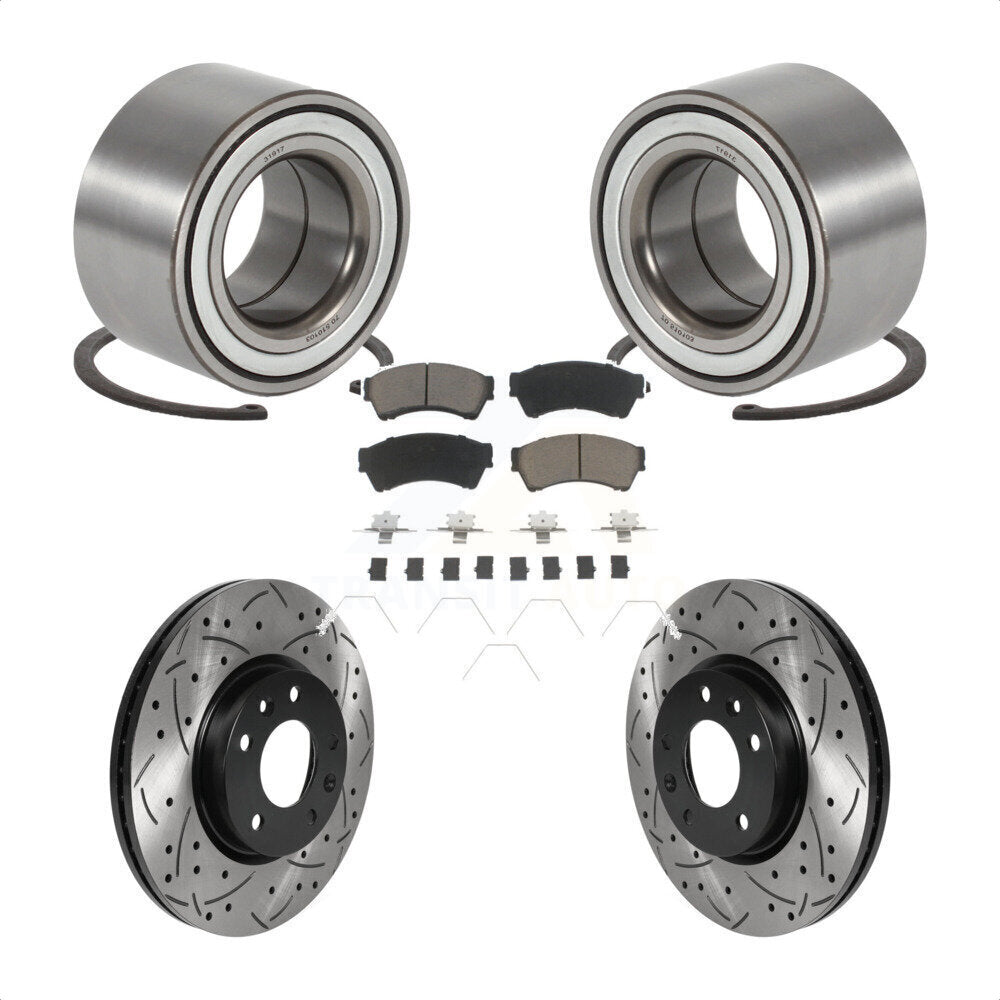 Wheel Bearing Drilled Slot Brake Rotor Pads Front Kit For 2009-2013 Mazda 6 3.7L