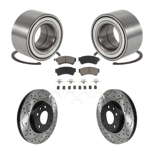Wheel Bearing Drilled Slot Brake Rotor Pads Front Kit For 2009-2013 Mazda 6 3.7L