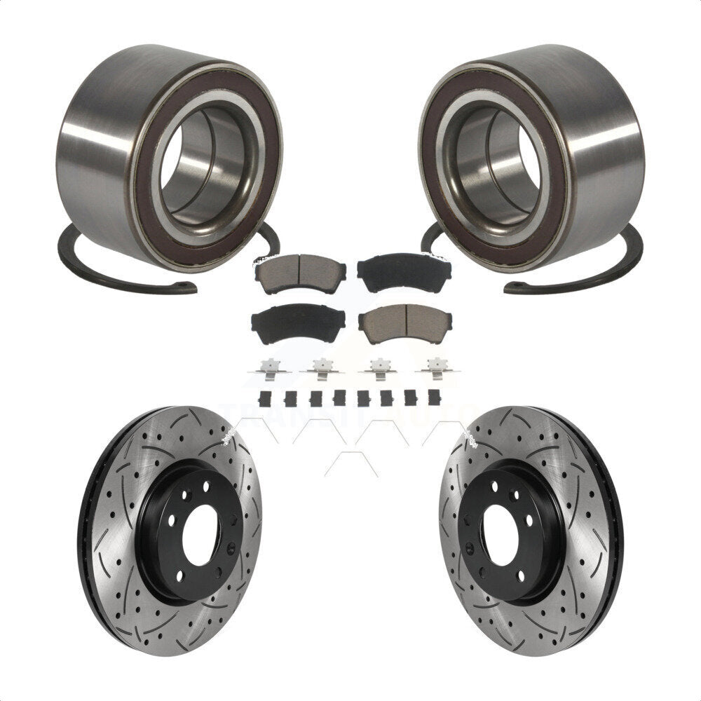 Wheel Bearing Drilled Slot Brake Rotor Pads Front Kit For 2009-2013 Mazda 6 2.5L