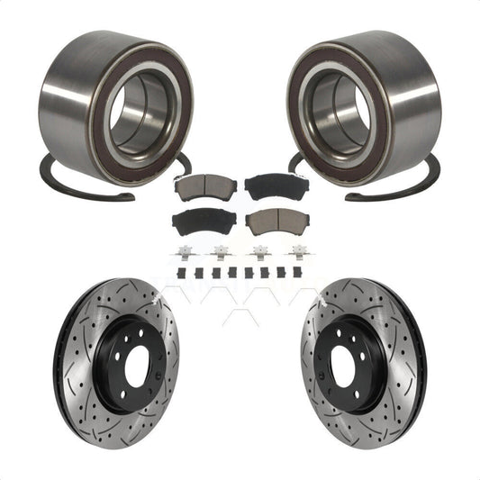 Wheel Bearing Drilled Slot Brake Rotor Pads Front Kit For 2009-2013 Mazda 6 2.5L