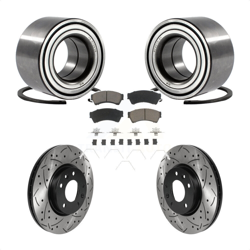 Wheel Bearing Drilled Slot Brake Rotor Pad Front Kit For Ford Fusion Mazda 6 MKZ