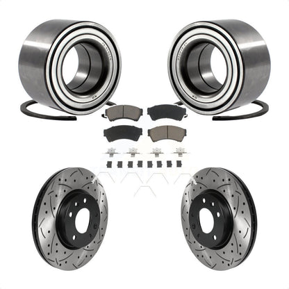 Wheel Bearing Drilled Slot Brake Rotor Pad Front Kit For Ford Fusion Mazda 6 MKZ