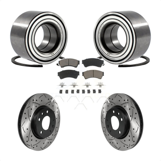 Wheel Bearing Drilled Slot Brake Rotor Pad Front Kit For Ford Fusion Mazda 6 MKZ