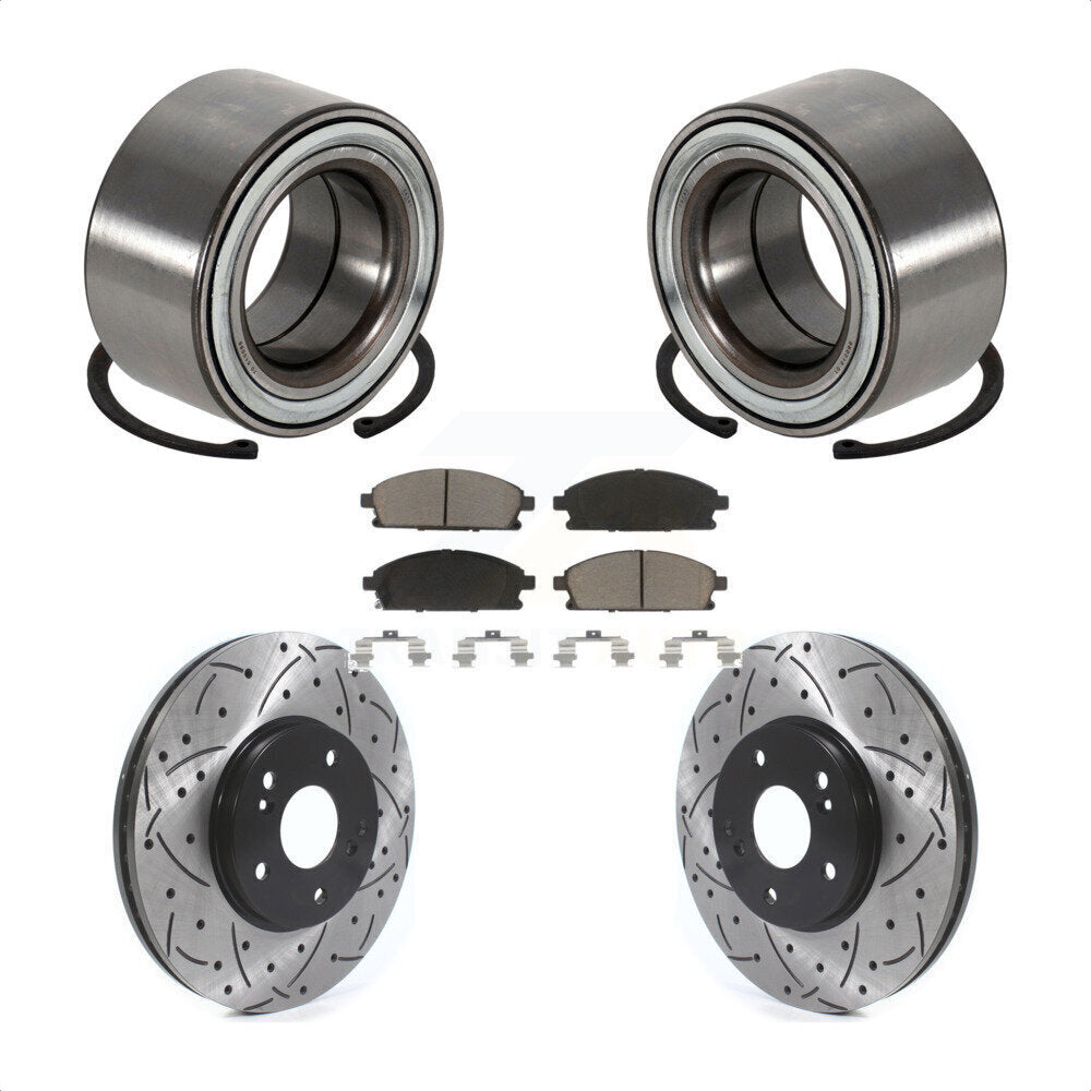 Wheel Bearing Coat Drill Slot Brake Rotor Pads Front Kit For 2003-2006 Acura MDX