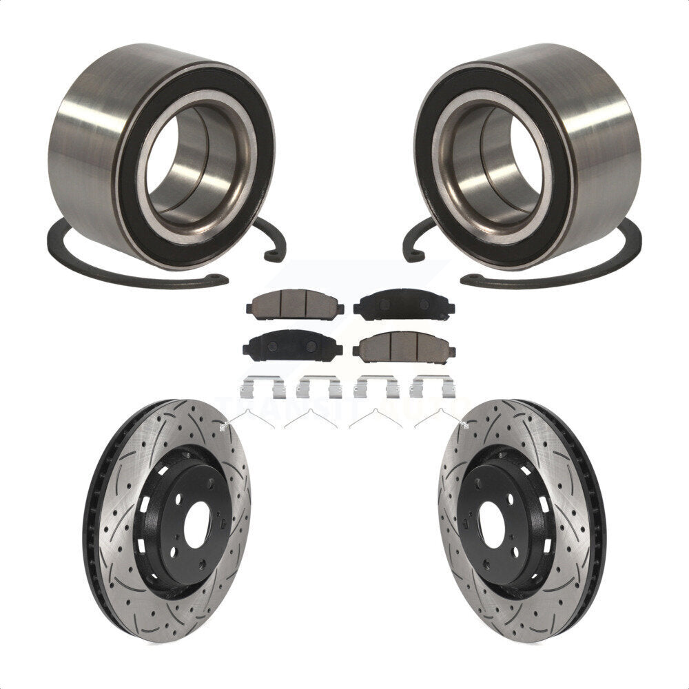 Wheel Bearing Drilled Slot Brake Rotor Pads Front Kit For 2009-2016 Toyota Venza