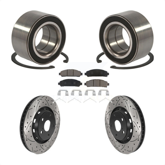 Wheel Bearing Drilled Slot Brake Rotor Pads Front Kit For 2009-2016 Toyota Venza