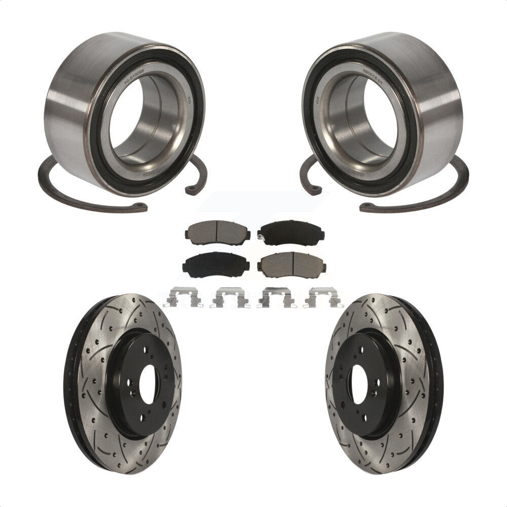 Wheel Bearing Drilled Slot Brake Rotor Pads Front Kit For Honda Accord Crosstour