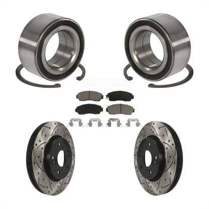 Wheel Bearing Drilled Slot Brake Rotor Pads Front Kit For Honda Accord Crosstour