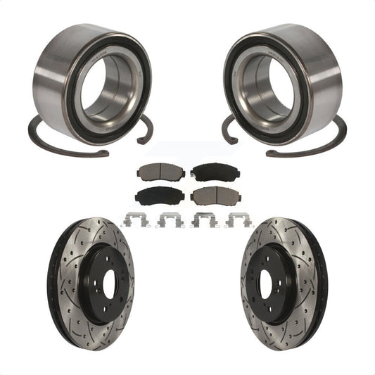 Wheel Bearing Drilled Slot Brake Rotor Pads Front Kit For Honda Accord Crosstour