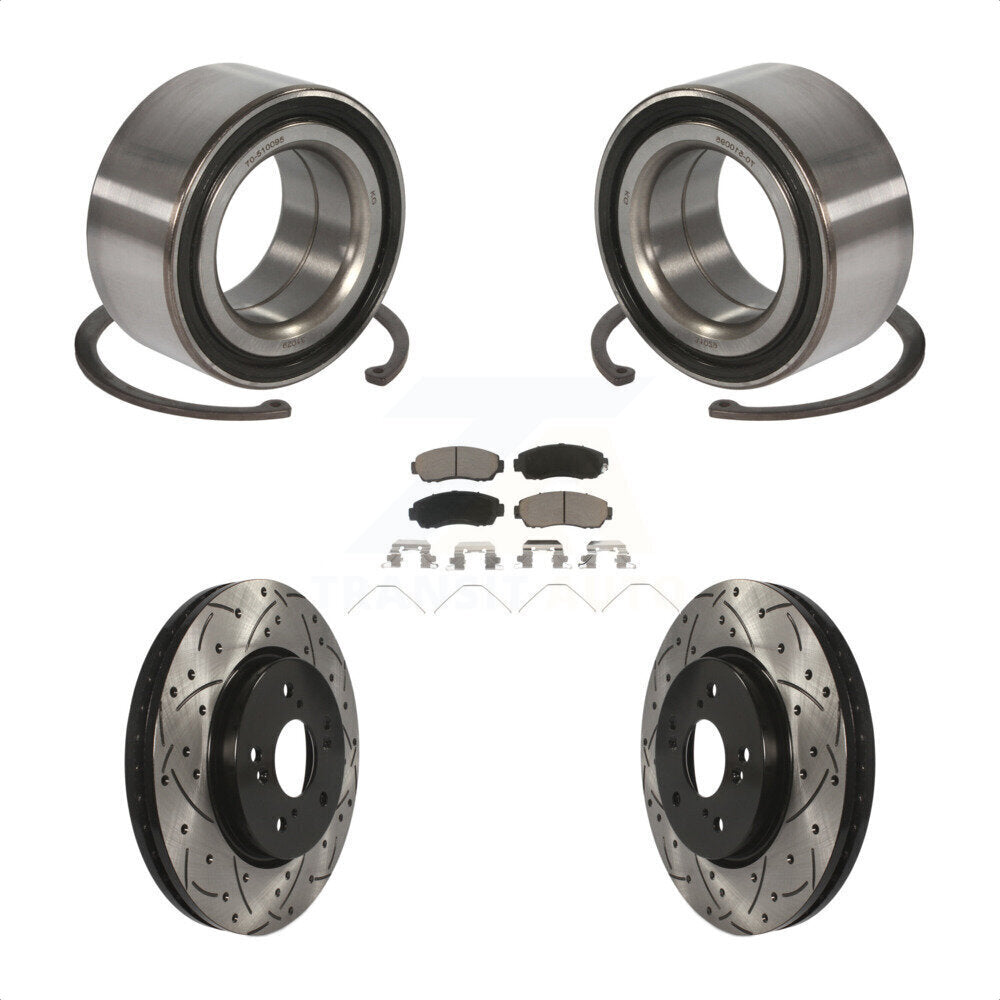 Wheel Bearing Drilled Slot Brake Rotor Pads Front Kit For Honda Crosstour Accord