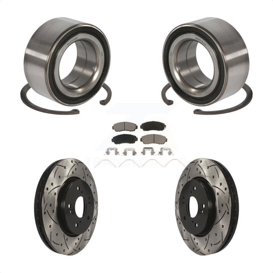 Wheel Bearing Drilled Slot Brake Rotor Pads Front Kit For Honda Crosstour Accord