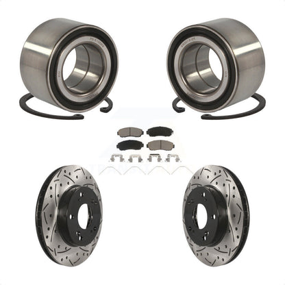 Wheel Bearing Coated Drilled Slotted Brake Rotor & Pad Front Kit For Honda Civic
