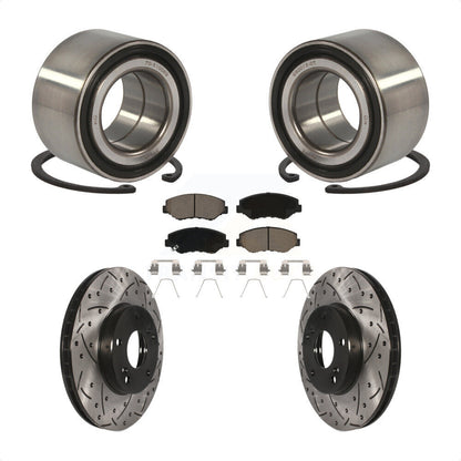 Wheel Bearing Coated Drilled Slotted Brake Rotor & Pad Front Kit For Honda Civic
