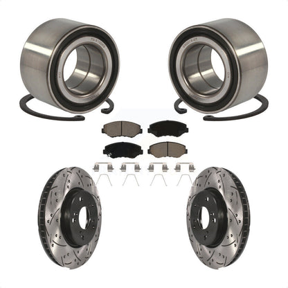 Wheel Bearing Coated Drilled Slotted Brake Rotor & Pad Front Kit For Honda Civic
