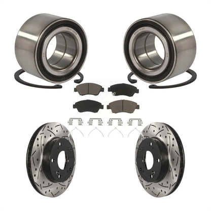 Wheel Bearing Drilled Slot Brake Rotor & Pad Front Kit For Honda Civic Acura ILX