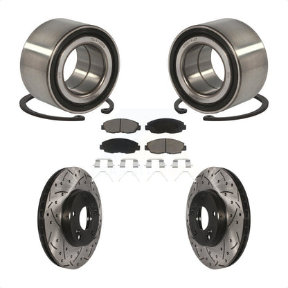 Wheel Bearing Coated Drilled Slotted Brake Rotor & Pad Front Kit For Honda Civic