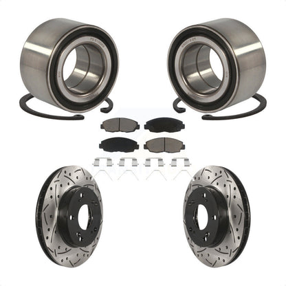 Wheel Bearing Coated Drilled Slotted Brake Rotor & Pad Front Kit For Honda Civic