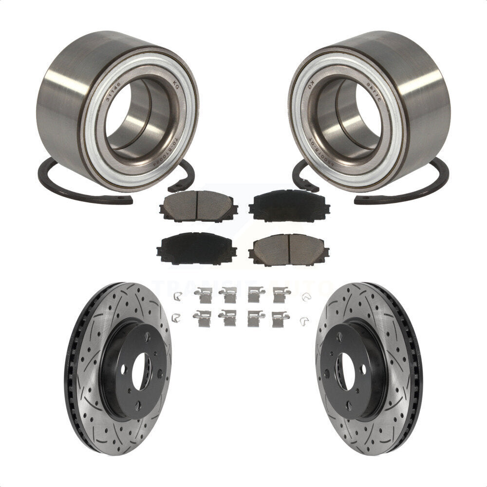 Wheel Bearing Drilled Slot Brake Rotor Pad Front Kit For Toyota Yaris Prius C iQ