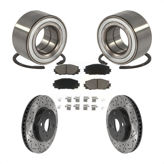 Wheel Bearing Drilled Slot Brake Rotor Pad Front Kit For Toyota Yaris Prius C iQ