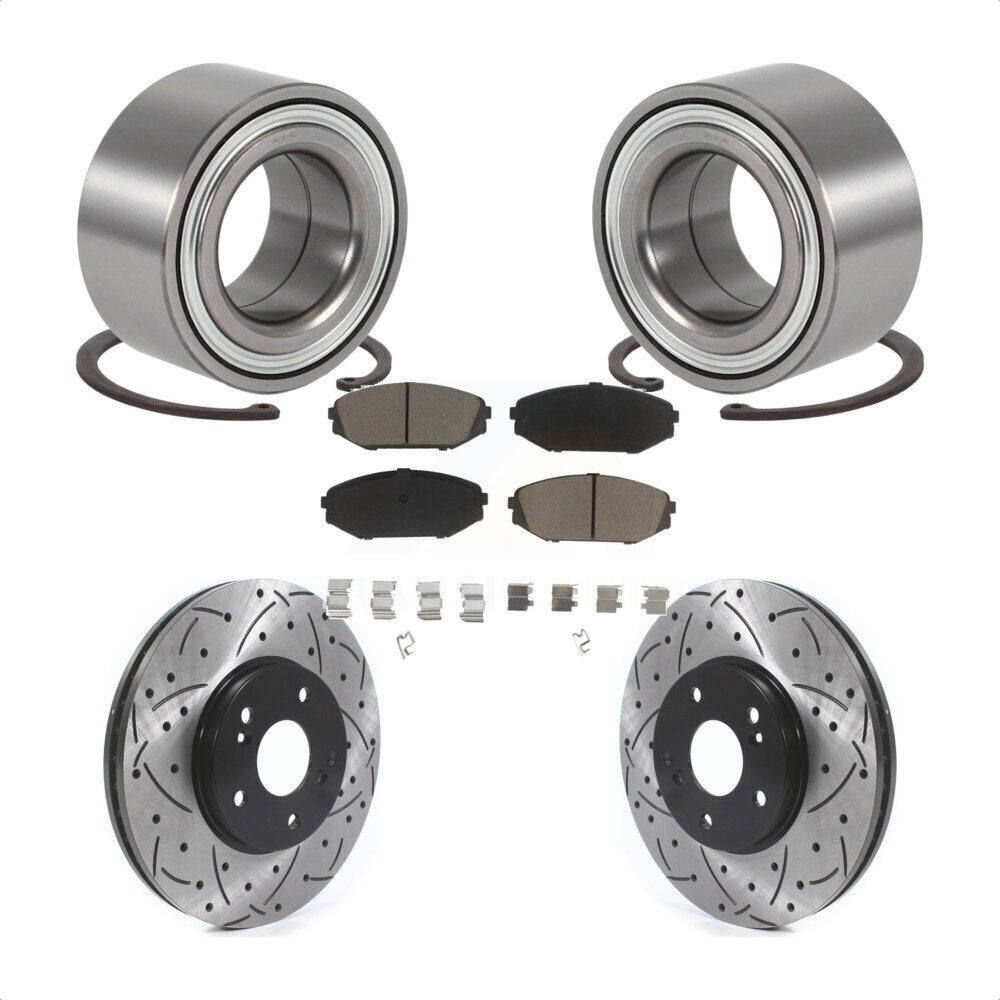 Wheel Bearing Drilled Slot Brake Rotor Pad Front Kit For 1999-2004 Honda Odyssey