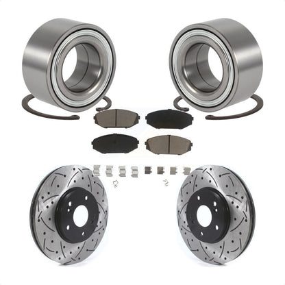 Wheel Bearing Drilled Slot Brake Rotor Pad Front Kit For 1999-2004 Honda Odyssey