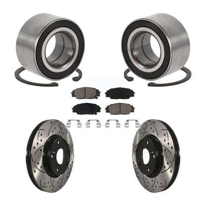 Wheel Bearing Drilled Slot Brake Rotor & Pad Front Kit For Honda Civic Acura CSX