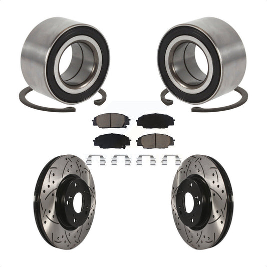 Wheel Bearing Drilled Slot Brake Rotor & Pad Front Kit For Honda Civic Acura CSX