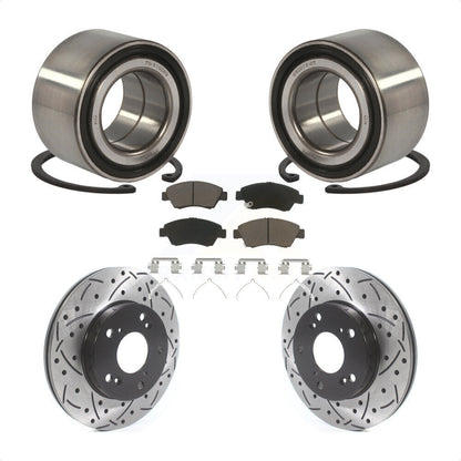 Wheel Bearing Coated Drilled Slotted Brake Rotor & Pad Front Kit For Honda Civic