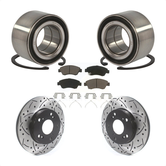 Wheel Bearing Coated Drilled Slotted Brake Rotor & Pad Front Kit For Honda Civic