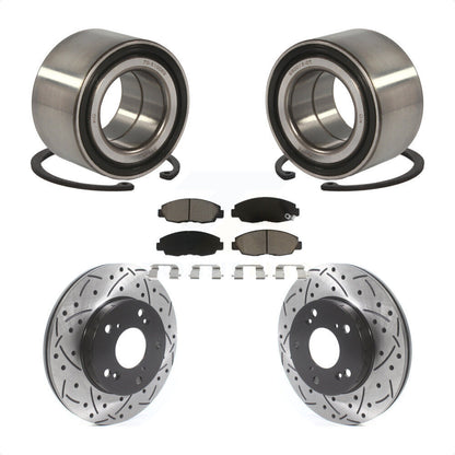 Wheel Bearing Coated Drilled Slotted Brake Rotor & Pad Front Kit For Honda Civic
