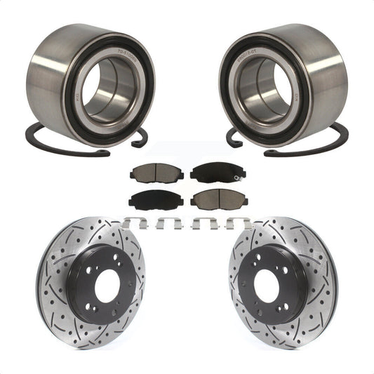 Wheel Bearing Coated Drilled Slotted Brake Rotor & Pad Front Kit For Honda Civic