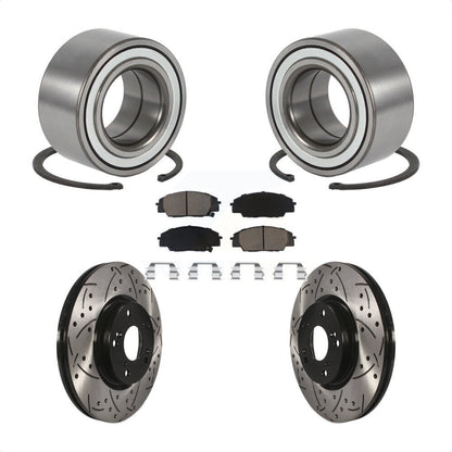 Wheel Bearing Drilled Slot Brake Rotor Pads Front Kit For 02-06 Acura RSX Type-S