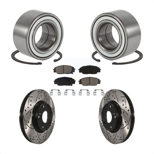 Wheel Bearing Drilled Slot Brake Rotor Pads Front Kit For 02-06 Acura RSX Type-S