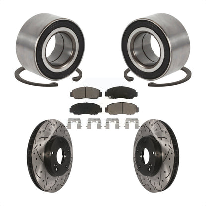Wheel Bearing Drilled Slot Brake Rotor Pads Front Kit For Honda Accord Acura CSX