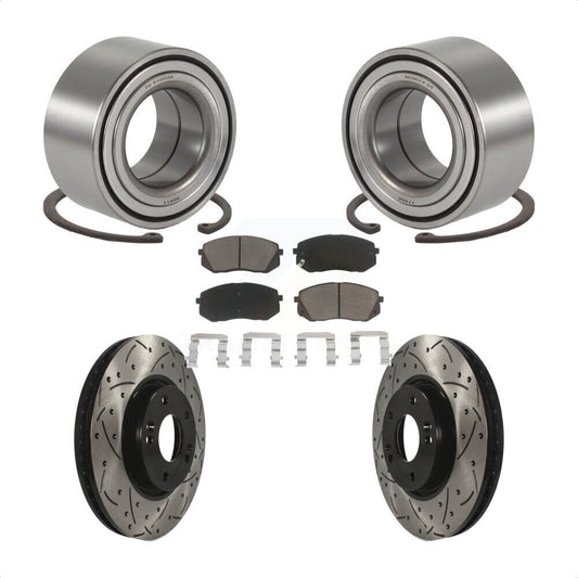 Wheel Bearing Coated Drill Slot Brake Rotor Pad Front Kit For Hyundai Tucson Kia