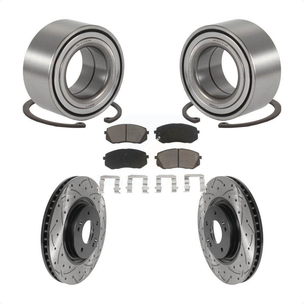 Wheel Bearing Coated Drill Slot Brake Rotor Pad Front Kit For Hyundai Tucson Kia