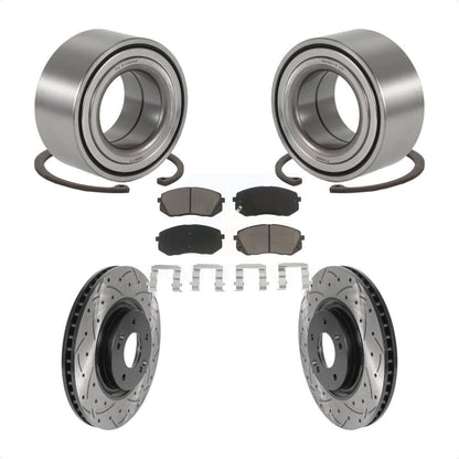 Wheel Bearing Coated Drill Slot Brake Rotor Pad Front Kit For Hyundai Tucson Kia