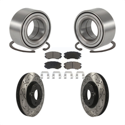 Wheel Bearing Drill Slot Brake Rotor Pad Front Kit For 06-10 Hyundai Sonata 3.3L