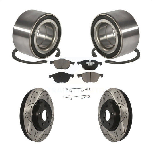 Wheel Bearing Coated Drill Slot Brake Rotor Pads Front Kit For Ford Escape C-Max