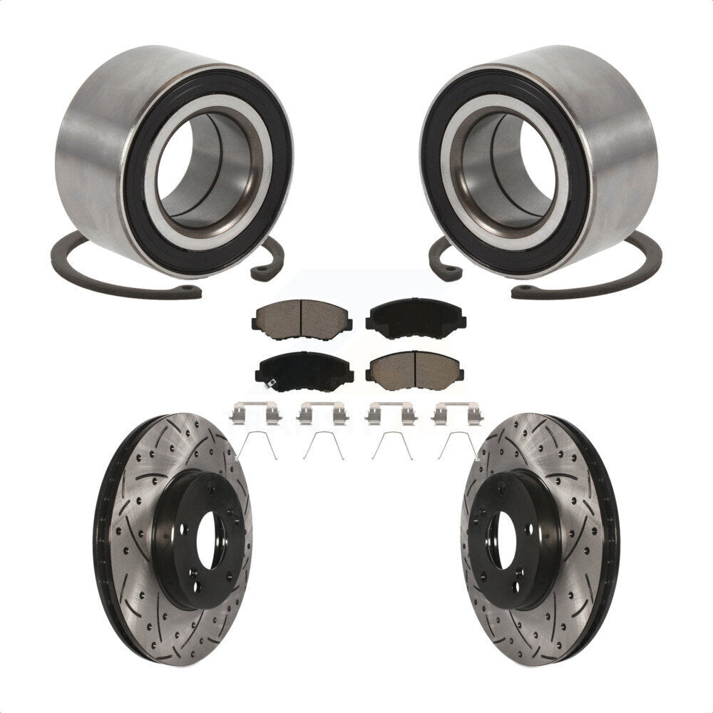 Wheel Bearing Drill Slot Brake Rotor Pads Front Kit For Honda Accord Fit Element