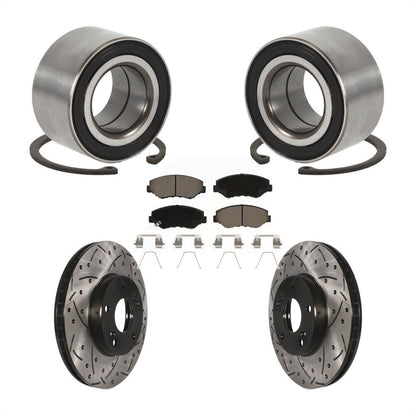 Wheel Bearing Drill Slot Brake Rotor Pads Front Kit For Honda Accord Fit Element