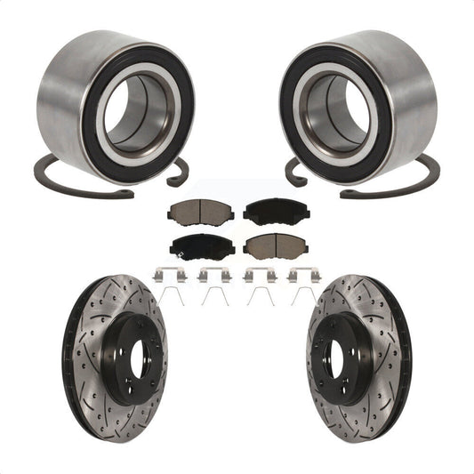 Wheel Bearing Drill Slot Brake Rotor Pads Front Kit For Honda Accord Fit Element