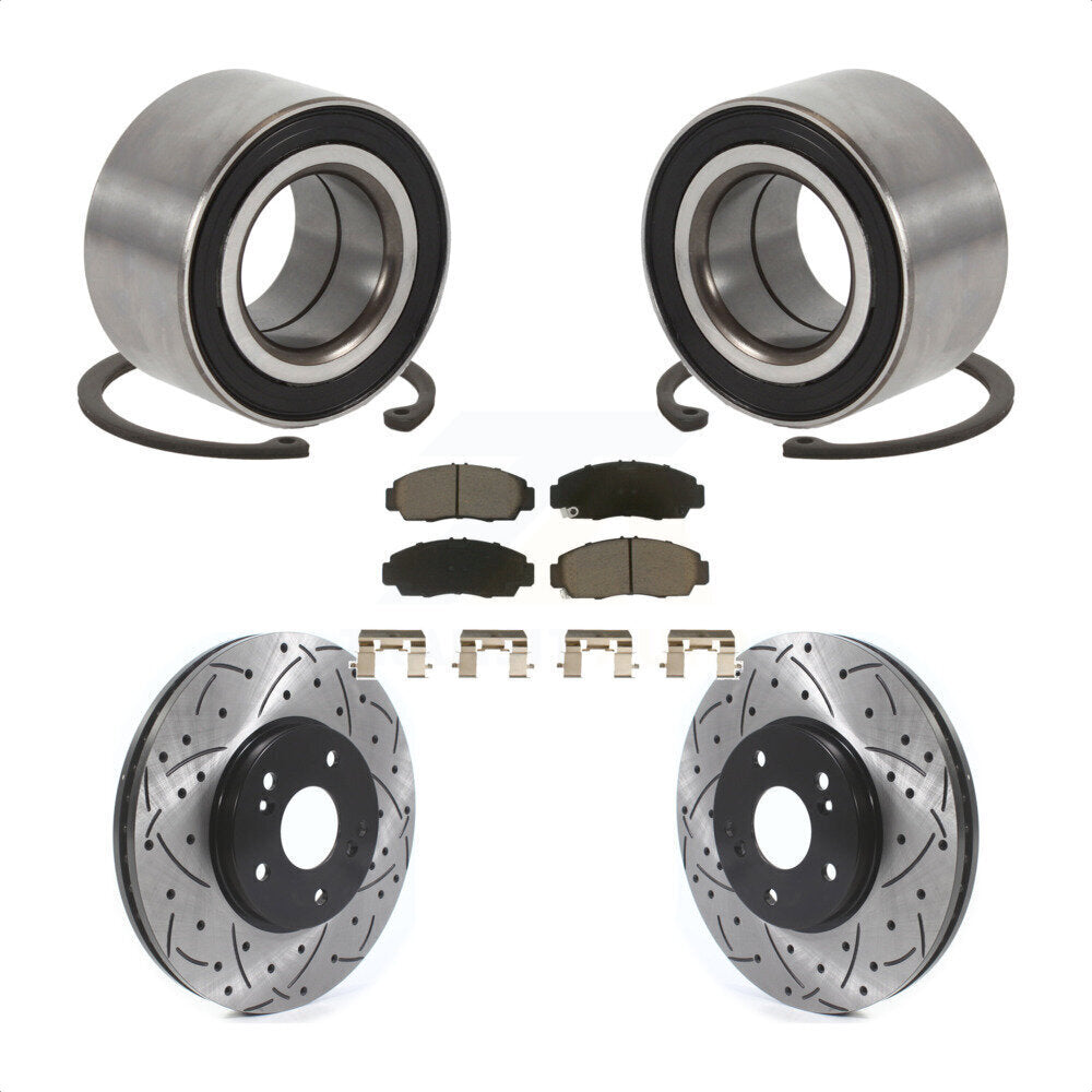 Wheel Bearing Drill Slot Brake Rotor Pad Front Kit For Honda Accord Acura TSX TL