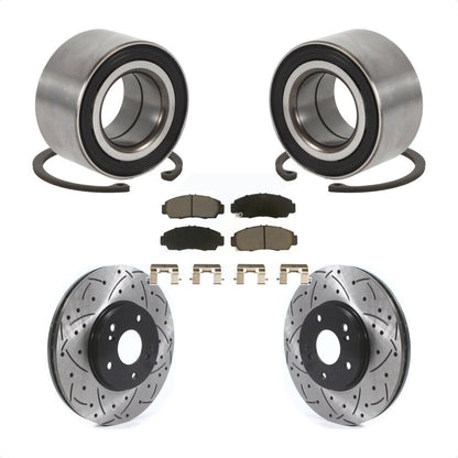 Wheel Bearing Drill Slot Brake Rotor Pad Front Kit For Honda Accord Acura TSX TL