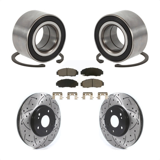Wheel Bearing Drill Slot Brake Rotor Pad Front Kit For Honda Accord Acura TSX TL