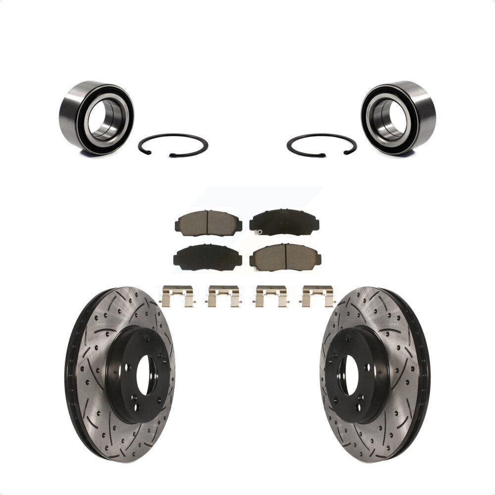 Wheel Bearing Coated Drilled Slotted Brake Rotor Pads Front Kit For Honda Accord