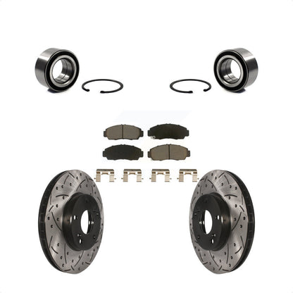 Wheel Bearing Coated Drilled Slotted Brake Rotor Pads Front Kit For Honda Accord
