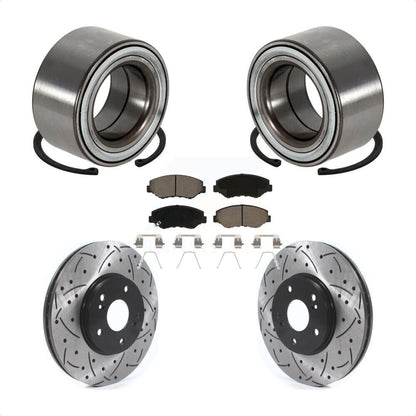 Wheel Bearing Drilled Slot Brake Rotor & Pad Front Kit For 2005-2008 Honda Pilot