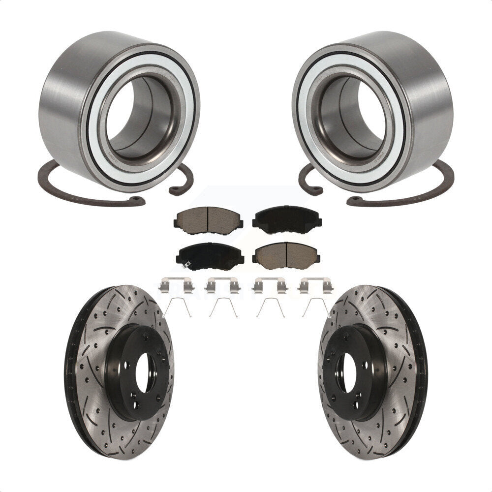 Wheel Bearing Drilled Slot Brake Rotor Pads Front Kit For 03-11 Honda Element EX