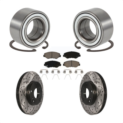 Wheel Bearing Drilled Slot Brake Rotor Pads Front Kit For 03-11 Honda Element EX